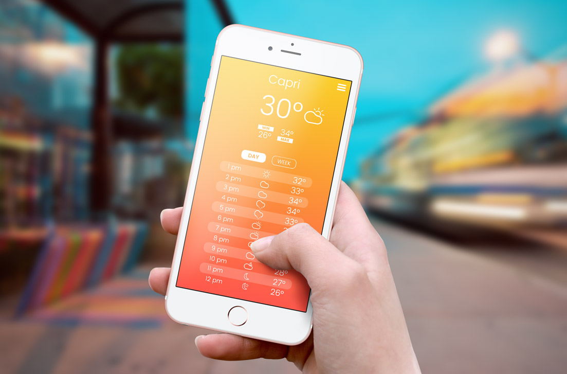 free mockup for weather app interface